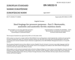 EN 10222-5 2017 Steel forgings