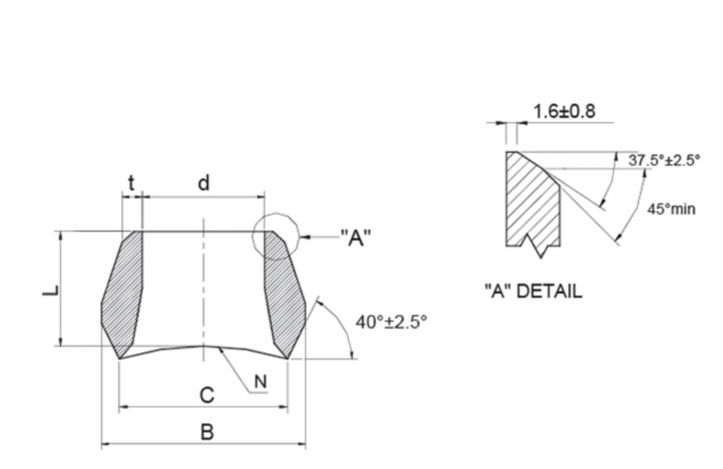 Dimension of Cuni Weldolet of EEMUA 234