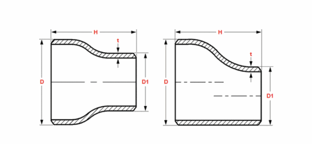 Dimensions Butt Weld Reducers Con. & Ecc.ASME B16.9