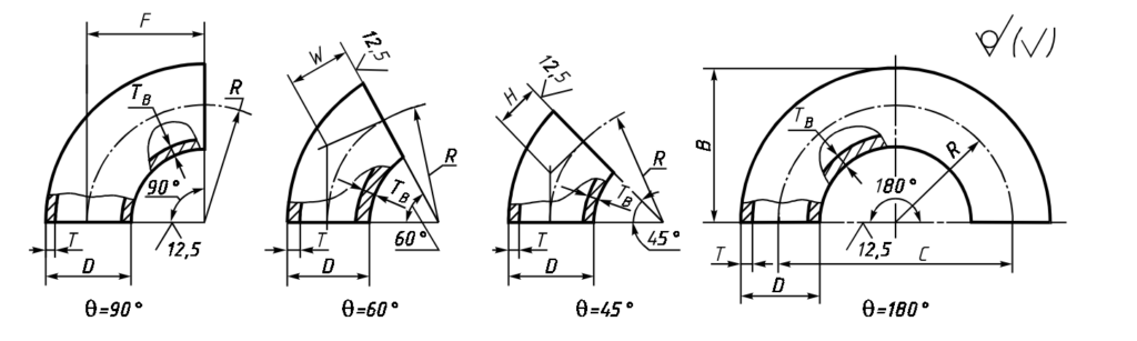 GOST 17375 elbow Dimension